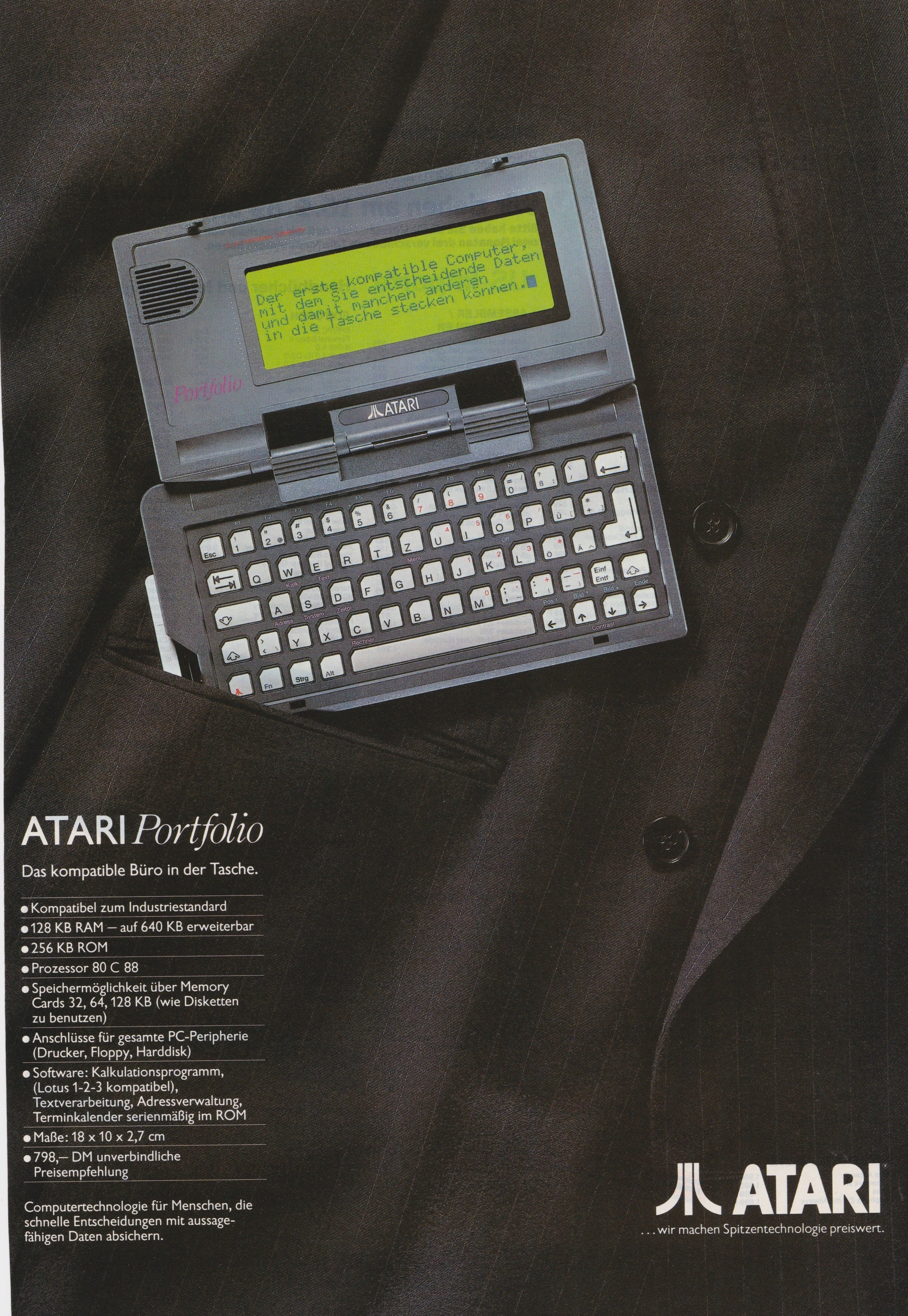 Zeitungsanzeige Atari Portfolio